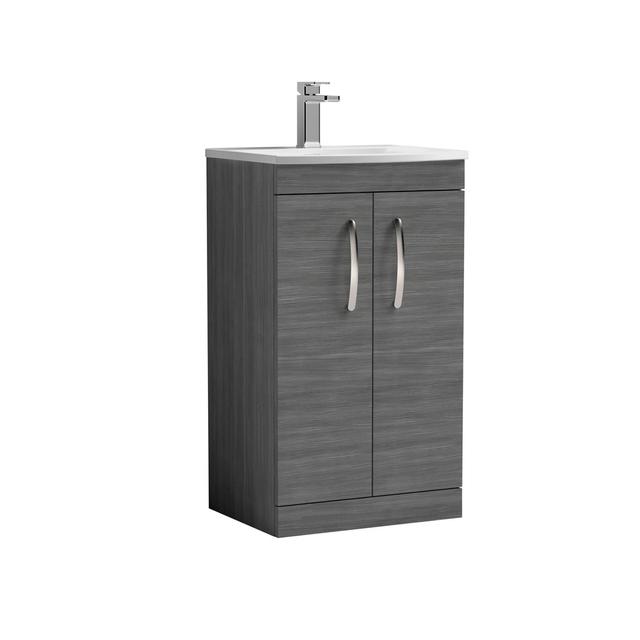 510mm Free-Standing Single Vanity Unit Nuie Vanity Unit Colour: Anthracite Woodgrain on Productcaster.