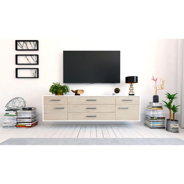 TV-Ständer Beenu, Farbe: Grau/Weiß, Fliegend/Metallgriffe, Größe: 180x49x35 cm Brayden Studio Farbe: Zeder/Weiß on Productcaster.