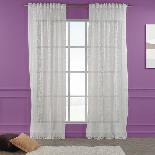 Gardinen-Set mit Schlaufenspitze, transparent (Set of 2) Lilijan Home & Curtain Farbe: Weiß, Panel-Größe: 260 cm B x 295 cm T on Productcaster.