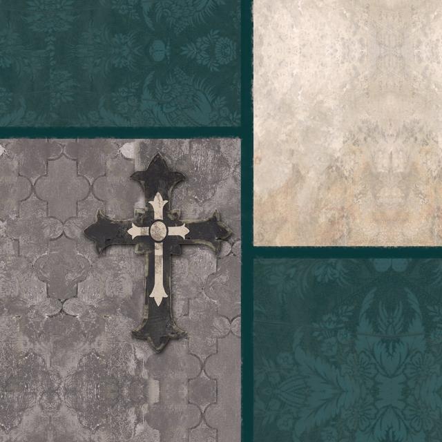 Faded Teal Cross 2 - Wrapped Canvas Graphic Art ClassicLiving Size: 30cm H x 30cm W x 3.8cm D on Productcaster.