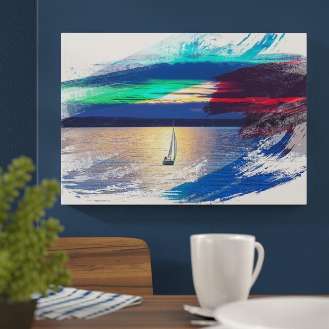 'Sailing Boat Lake' Graphic Art Print on Canvas East Urban Home Size: 40cm H x 60cm W on Productcaster.