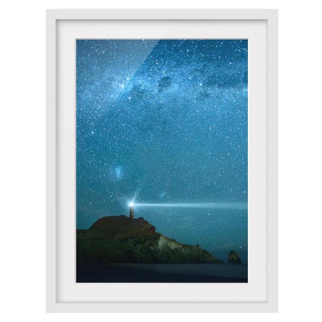 Lighthouse Tealight - Picture Frame Graphic Art Print on Paper East Urban Home Size: 40cm H x 30cm W, Frame Options: Matt white on Productcaster.