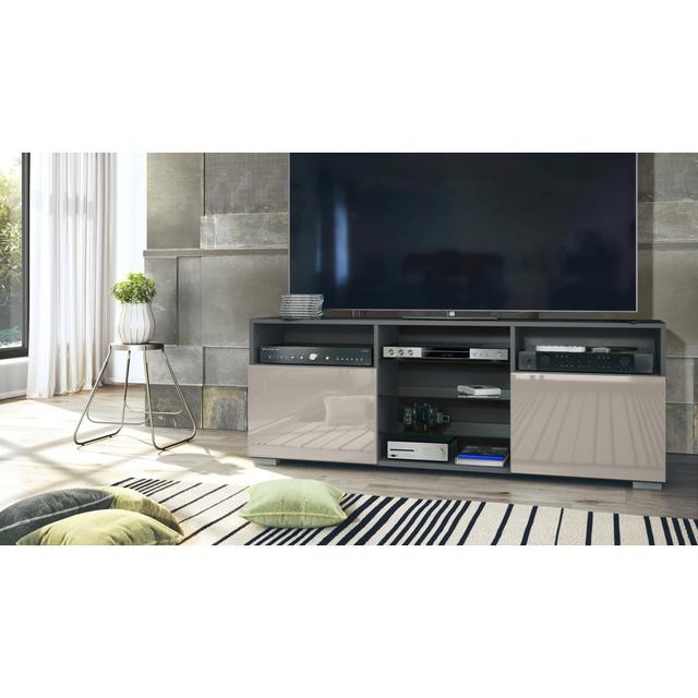 TV-Ständer Atticus für Fernsehgeräte bis zu 60" ModernMoments Farbe: Hochglanz-Sandgrau on Productcaster.