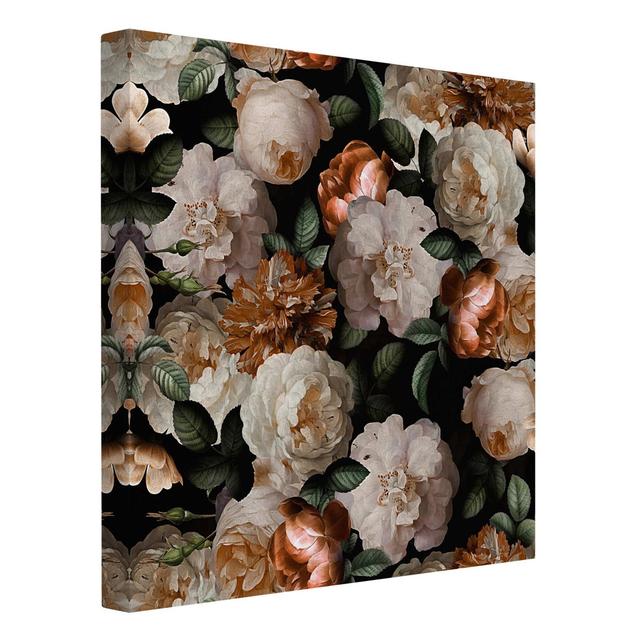 Red Roses with White Roses - Wrapped Canvas Graphic Art Rosalind Wheeler Format: 330g/m² Recycled Canvas, Size: 60cm H x 60cm W on Productcaster.