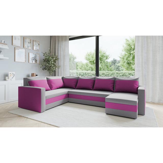 Ecksofa Alagie mit Bettfunktion 17 Stories Polsterfarbe: Polyester in Grau/Rosa on Productcaster.