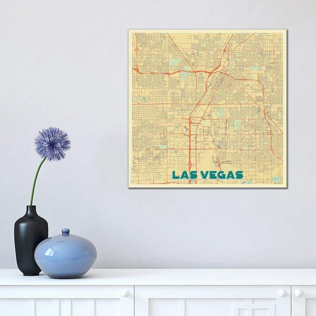 Las Vegas Retro Urban Blueprint Map by Hubert Roguski - Wrapped Canvas Graphic Art Borough Wharf Size: 45.72cm H x 45.72cm W x 1.91cm D on Productcaster.