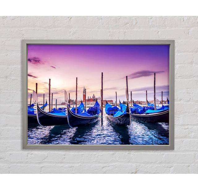 Gondola Line Up 5 - Single Picture Frame Art Prints on Canvas Breakwater Bay Size: 100cm H x 141.4cm W x 3.3cm D on Productcaster.