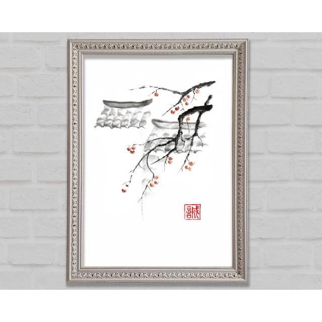 Chinese Cherry Blossom Roof Tops - Single Picture Frame Art Prints Bright Star Size: 141.4cm H x 100.1cm W x 3cm D on Productcaster.