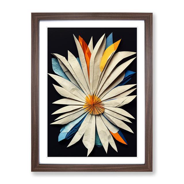 Paper Flower - Single Picture Frame Print Marlow Home Co. Frame Colour: Walnut Framed, Size: 46cm H x 34cm W x 2cm D on Productcaster.