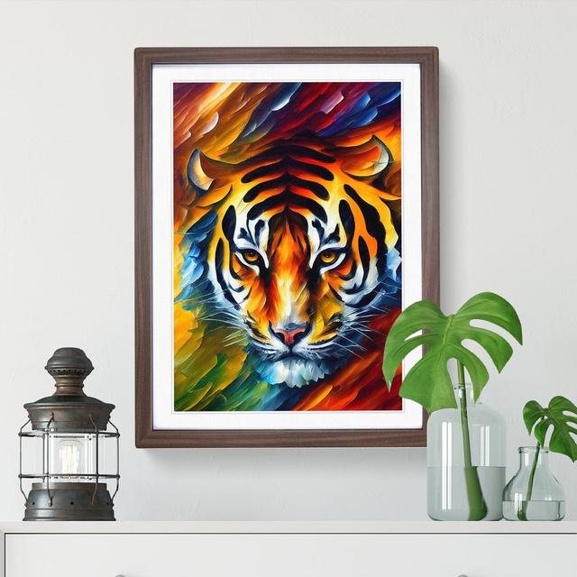 Tiger Portrait No.1 - Single Picture Frame Painting Latitude Vive Frame Colour: Walnut Framed, Size: 46cm H x 34cm W x 2cm D on Productcaster.