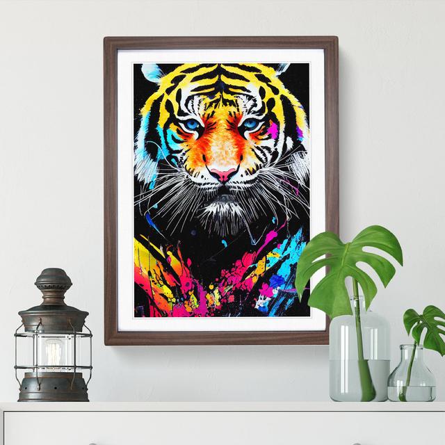 Painted Tiger No.1 Abstract - Picture Frame Painting Latitude Vive Size: 34cm H x 25cm W x 2cm D, Frame Colour: Walnut Framed on Productcaster.