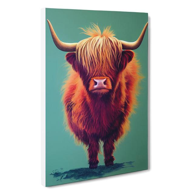 The Awesome Highland Cow - Wrapped Canvas Print Natur Pur Size: 60cm H x 40cm W x 3cm D on Productcaster.