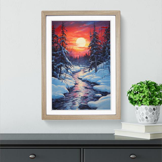 Winter Landscape Expressionism - Single Picture Frame Print on Wood Alpen Home Frame Colour: Oak, Size: 34cm H x 25cm W x 2cm D on Productcaster.