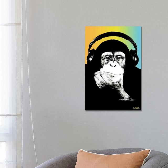 Monkey Headphones Rasta III by Steez - Wrapped Canvas Graphic Art Happy Larry Size: 66.04cm H x 45.72cm W x 3.81cm D on Productcaster.