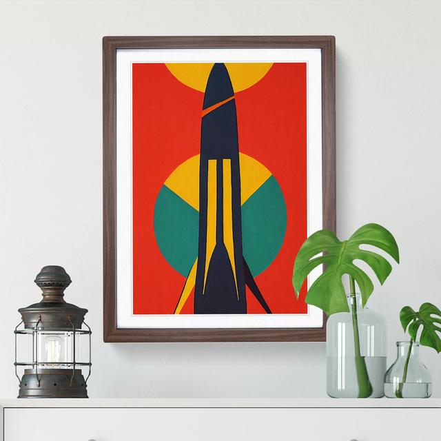 Retro Spaceship Rocket No.3 - Wrapped Canvas Print George Oliver Format: Walnut Framed, Size: 46cm H x 34cm W x 2cm D on Productcaster.