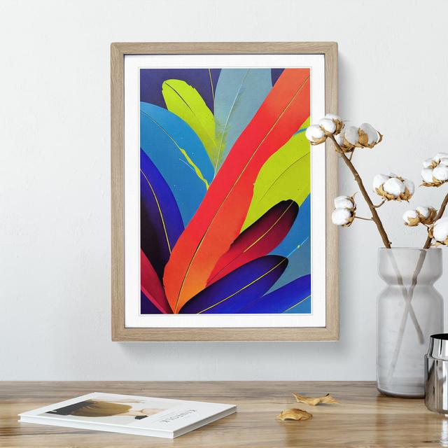 Vibrant Feathers No.6 - Picture Frame Graphic Art 17 Stories Size: 34cm H x 25cm W x 2cm D, Frame Colour: Oak Framed on Productcaster.