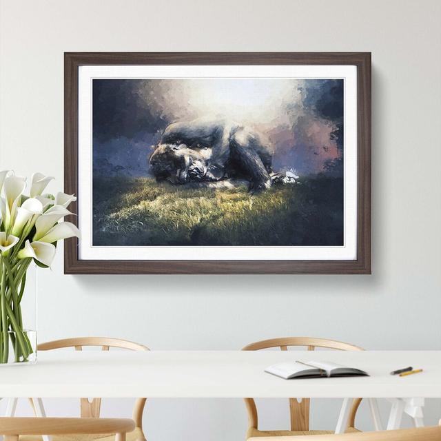 The Resting Gorilla in Abstract - Picture Frame Painting Print on MDF East Urban Home Size: 60cm H x 91cm W x 2cm D, Frame Option: Walnut on Productcaster.