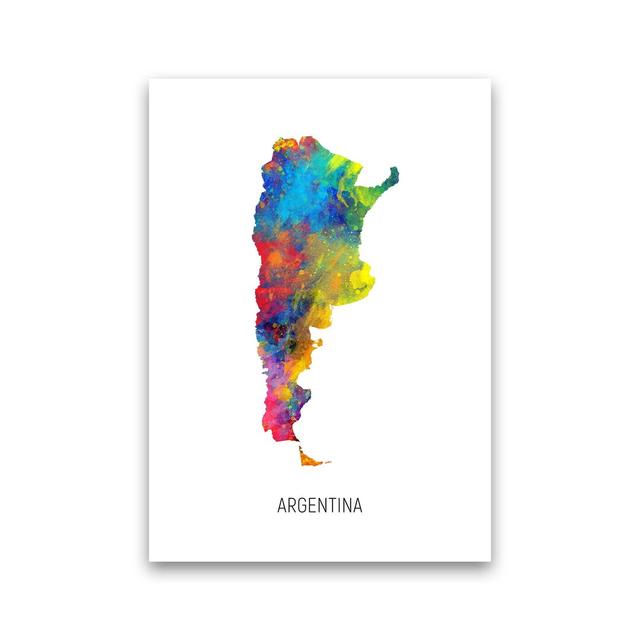 Argentina Watercolour Map by Michael Tompsett - Graphic Art Latitude Run Format: Unframed, Size: 30cm H x 21cm W x 1cm D on Productcaster.