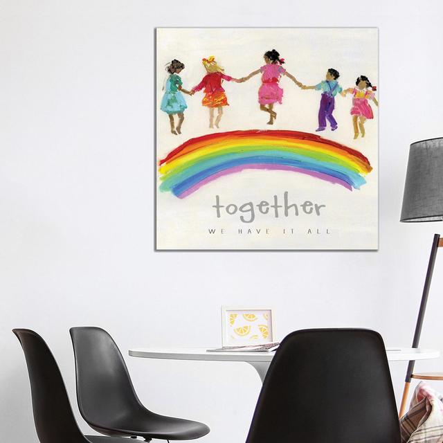 Rainbow Kids Together by Sally Swatland - Wrapped Canvas Print ClassicLiving Size: 93.98cm H x 93.98cm W x 3.81cm D on Productcaster.