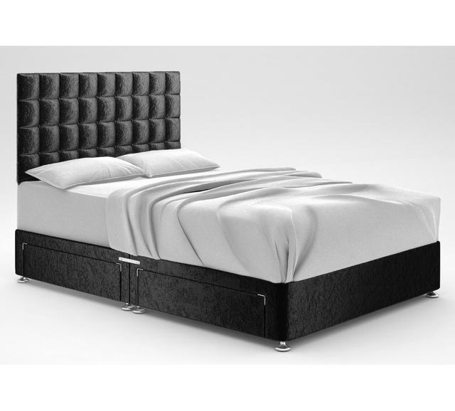 Stephanne Divan Bed Base 17 Stories Storage Type: 2 Drawers Same Side, Colour: Black, Size: Double (4'6) on Productcaster.