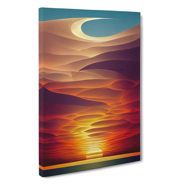 Mystical Abstract Ocean Sunset - Wrapped Canvas Graphic Art House of Hampton Size: 50cm H x 35cm W x 3cm D on Productcaster.