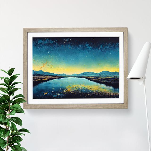 XH1022-7481X River Paint Splatter - Single Picture Frame Painting Alpen Home Size: 46cm H x 64cm W x 2cm D, Frame Colour: Oak on Productcaster.