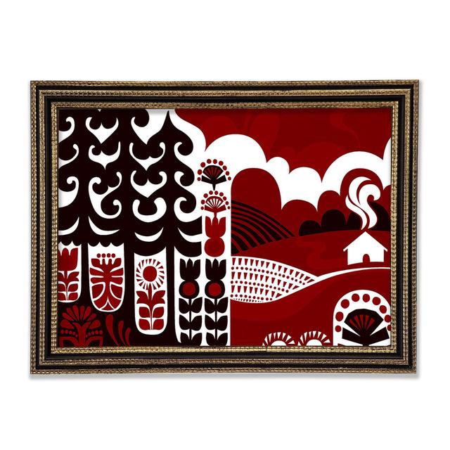 Abstract Hills Maroon Framed Print Union Rustic Size: 29.7cm H x 42cm W on Productcaster.