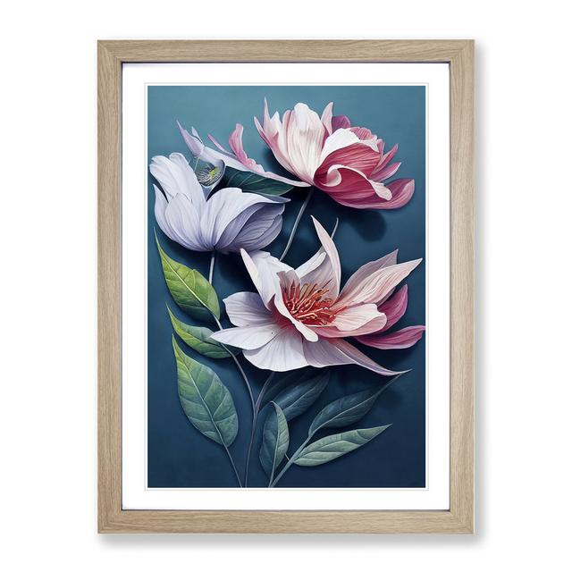 Artsy Flowers - Picture Frame Graphic Art Marlow Home Co. Size: 46cm H x 34cm W x 2cm D, Frame Colour: Oak on Productcaster.