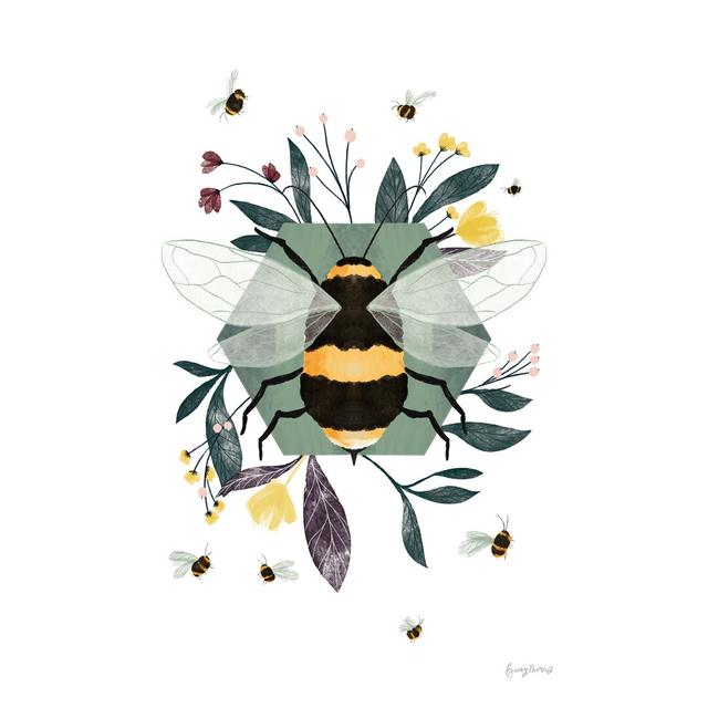 Bees I by Becky Thorns - Wrapped Canvas Painting Print August Grove Size: 30cm H x 20cm W on Productcaster.