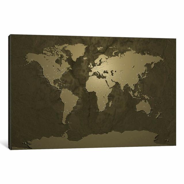 'World (Cities) Map V' Graphic Art on Wrapped Canvas East Urban Home Size: 66.04cm H x 101.6cm W x 3.81cm D, Format: Wrapped Canvas on Productcaster.