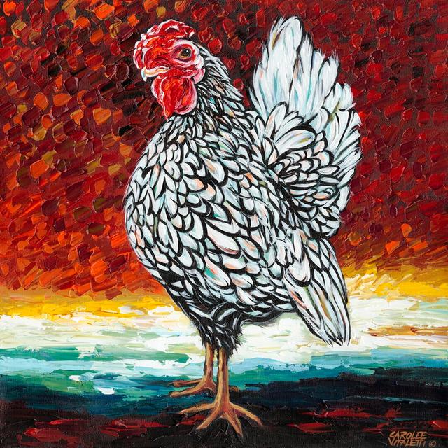 Fancy Chicken II - Wrapped Canvas Art Print August Grove Size: 51cm H x 51cm W on Productcaster.