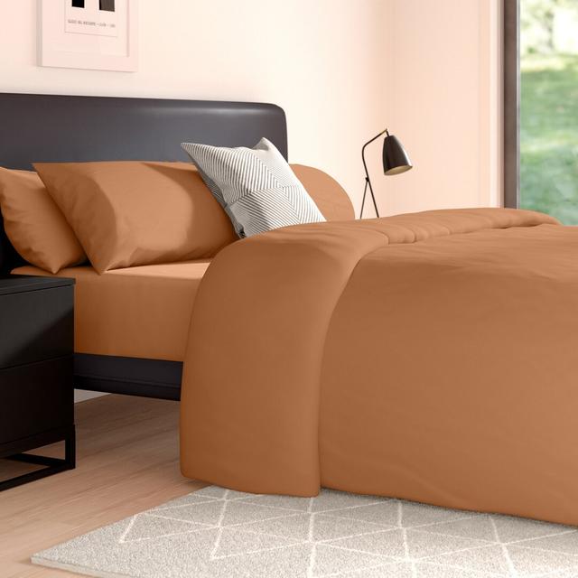 Kimia 144 TC Duvet Cover Set 17 Stories Colour: Desert Sand, Size: Double Duvet Cover + 2 Standard Pillowcases on Productcaster.