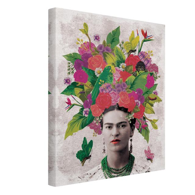 Frida Kahlo - Flower Portrait Print on Canvas Latitude Vive Size: 100cm H x 75cm W, Format: 330g/m² recycled canvas on Productcaster.