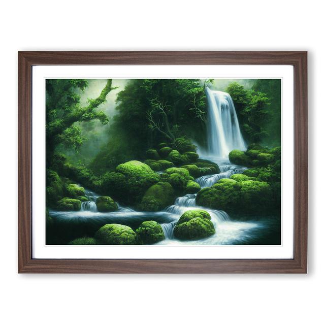 Wondrous Waterfall - Picture Frame Painting Alpen Home Size: 34cm H x 46cm W x 2cm D, Frame Colour: Walnut on Productcaster.