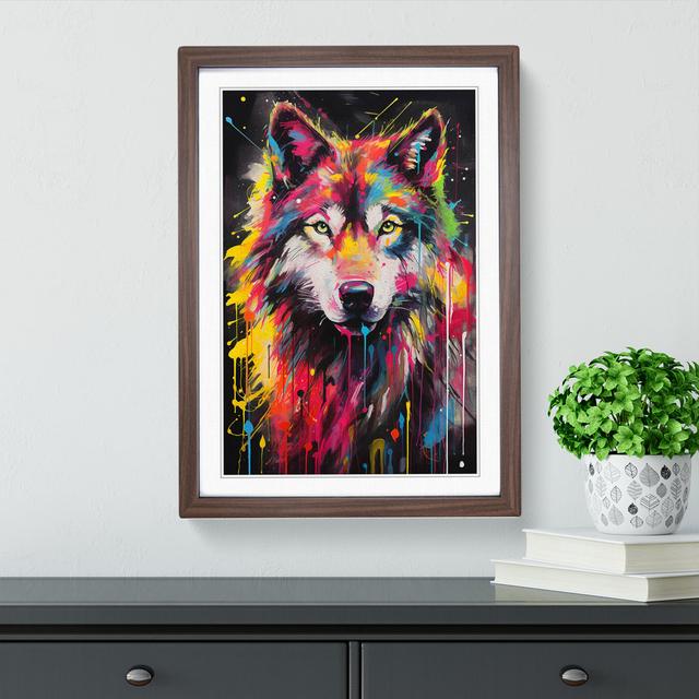 Wolf Abstract Big Box Art Size: 64cm H x 46cm W x 2cm D, Frame Colour: Walnut on Productcaster.