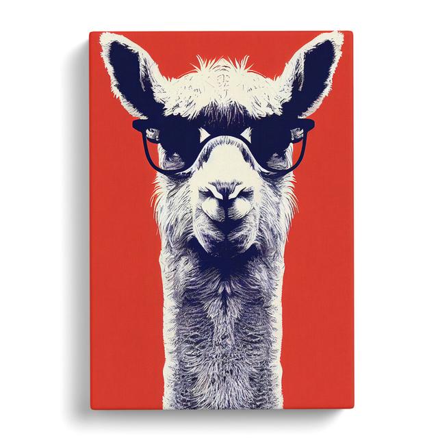 Llama with Glasses - Wrapped Canvas Graphic Art Maturi Size: 76cm H x 50cm W x 3cm D on Productcaster.