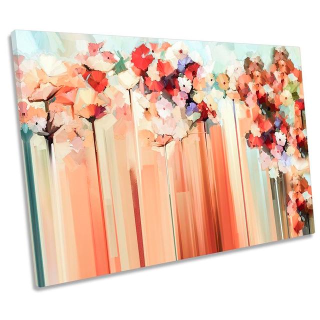 Pink Floral Flowers Abstract CANVAS WALL ARTWORK Print Art Ivy Bronx Size: 50.8cm H x 76.2cm W x 2cm D on Productcaster.