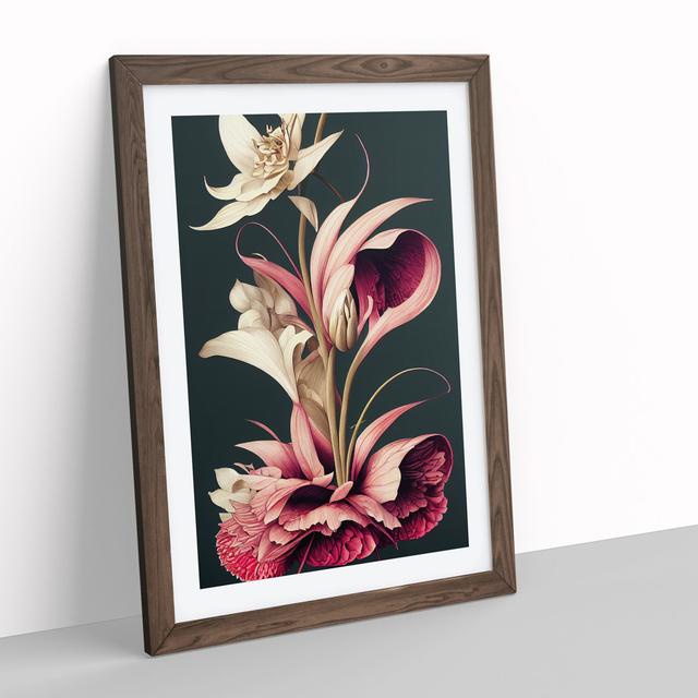 The Resplendent Flowers - Picture Frame Graphic Art Marlow Home Co. Size: 64cm H x 46cm W x 2cm D, Frame Colour: Walnut Framed on Productcaster.