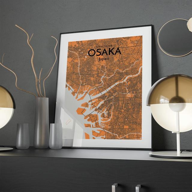 Osaka City Map in Orange - Graphic Art Print on Paper Borough Wharf Size: 24cm H x 18cm W x 0.05cm D on Productcaster.