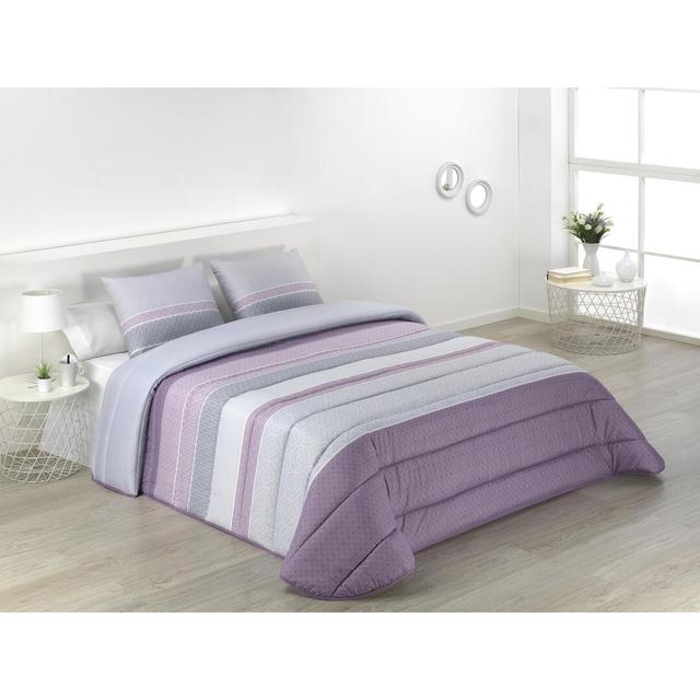 Microfiber Striped Comforter JVR Size: 235cm W x 270cm L, Colour: Mauve on Productcaster.