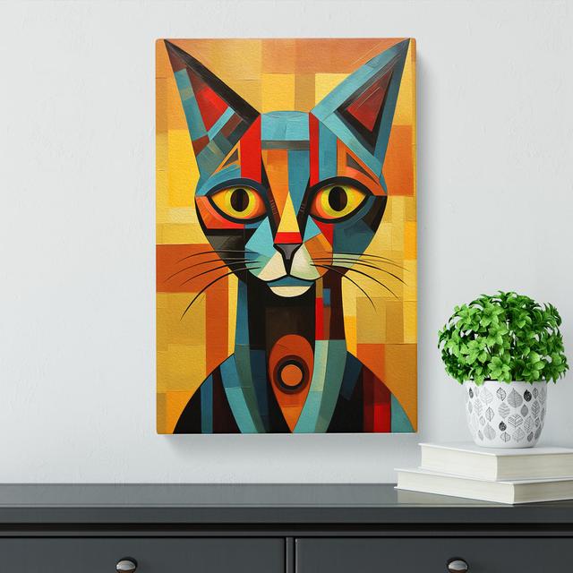 Egyptian Cat Cubism No.3 - Art Prints on Canvas Latitude Vive Size: 60cm H x 40cm W x 3cm D on Productcaster.