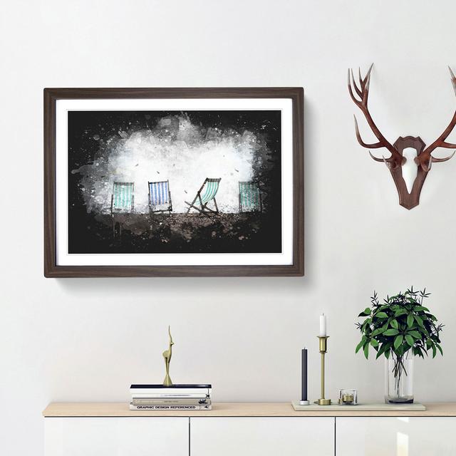 Deckchairs On Brighton Beach Paint Splash - Picture Frame Graphic Art East Urban Home Frame Option: Walnut Framed, Size: 24cm H x 33cm W x 2cm D on Productcaster.