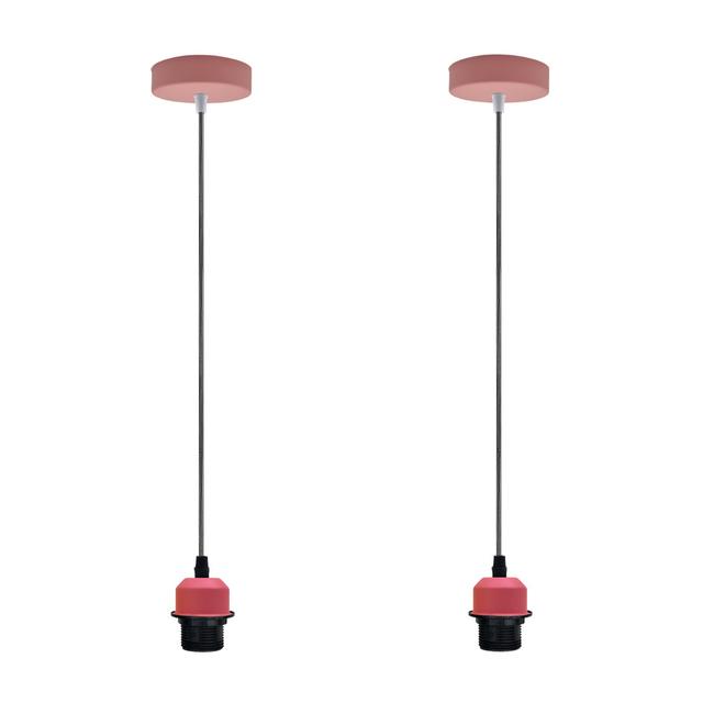 Bastow 2 - Light Single Bulb Pendant (Set of 2) Borough Wharf Bulb Included: No, Finish: Pink on Productcaster.