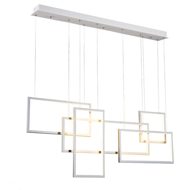 Quadratus 1 - Light Kitchen Island Rectangle LED Pendant with Acrylic Accents Azzardo Finish: White on Productcaster.