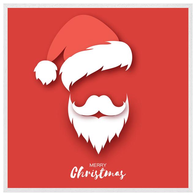 Trilby Santa Claus Hat And Beard - Single Picture Frame Art Prints The Seasonal Aisle Size: 61cm H x 61cm W x 4cm D, Frame Colour: White on Productcaster.