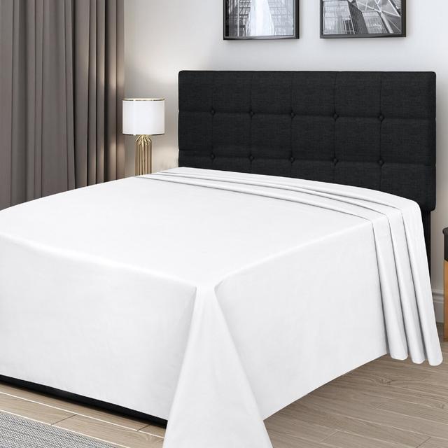 Egyptian-Quality Cotton sheet Flat Ebern Designs Colour: White, Size: Super King (6') on Productcaster.