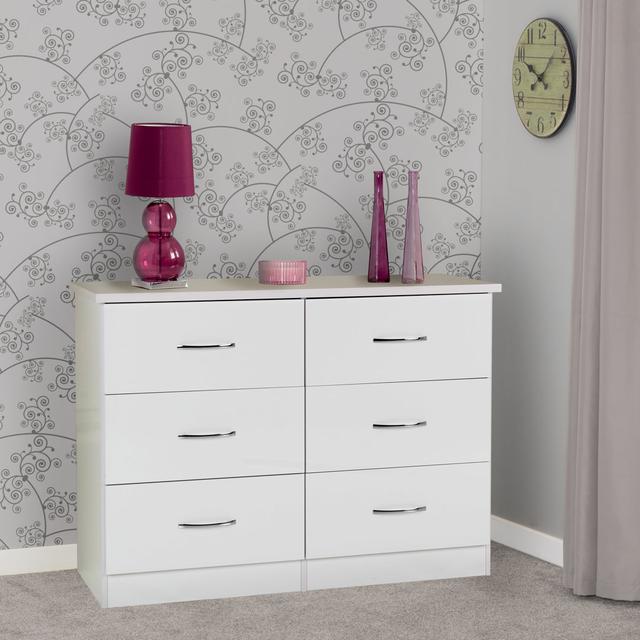 Kosie 6 Drawer Chest Latitude Run Colour: White Gloss on Productcaster.