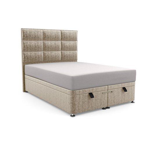 Premium Broughton Upholstered Ottoman Bed Brayden Studio Upholstery Material: Crushed Velvet, Upholstery Colour: Cream, Size: Super King (6') on Productcaster.