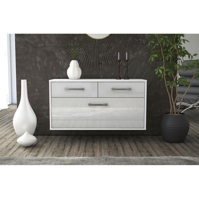 Alyan TV stand, color: mint/white, flying/metal handles, size: 92 x 49 x 35cm Latitude Run Colour: White on Productcaster.