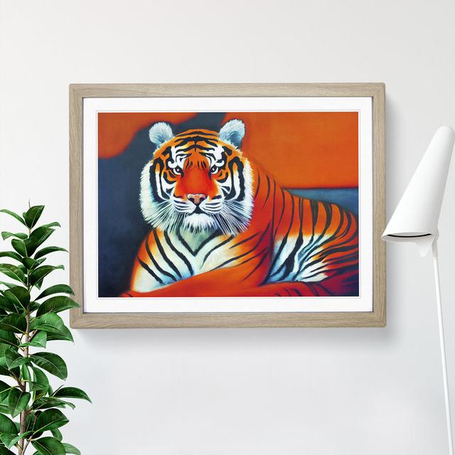 Striking Tiger - Single Picture Frame Print Latitude Vive Frame Colour: Oak, Size: 46cm H x 64cm W x 2cm D on Productcaster.